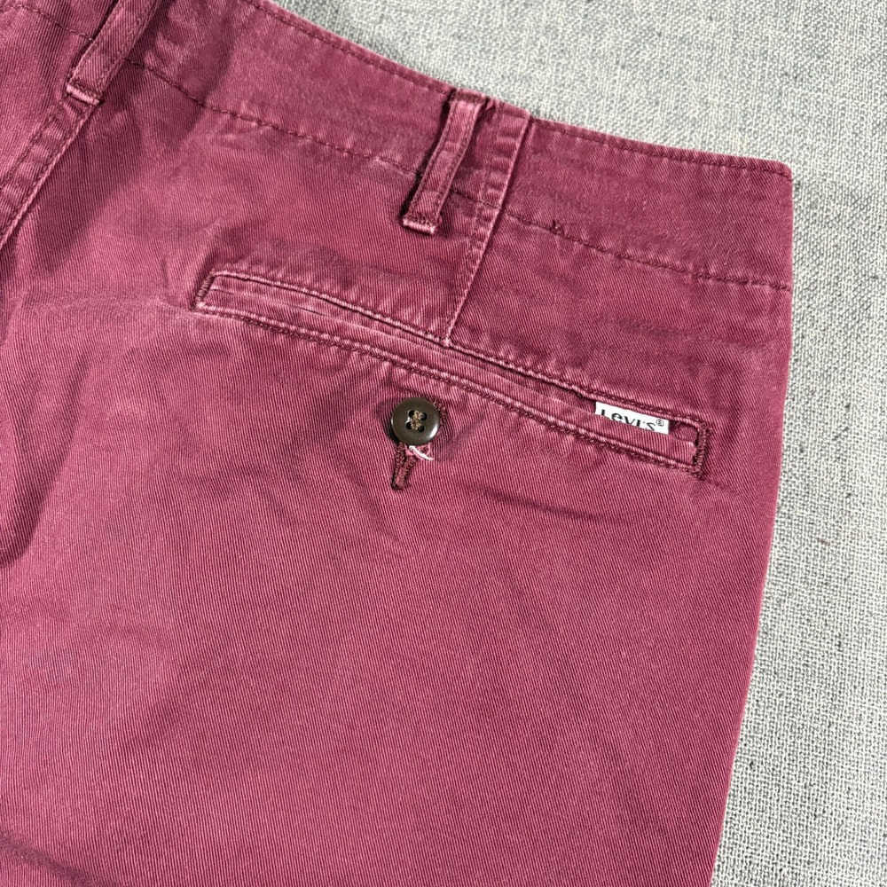 Levi White Tab XX Chino Pants Men 34x34 (Fits 34x32) Burgundy Red Stretch Cotton